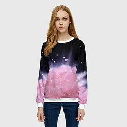 Свитшот женский Розовая текстура с лепестками, цвет: 3D-белый — фото 2