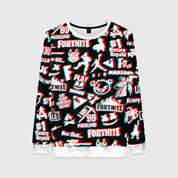 Свитшот женский Fortnite glitch game, цвет: 3D-белый