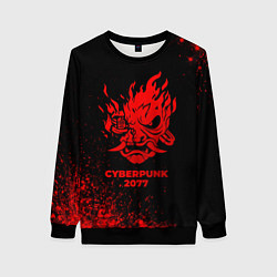 Свитшот женский Cyberpunk 2077 - red gradient, цвет: 3D-черный