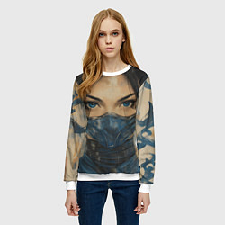 Свитшот женский Портрет Китаны - Мортал комбат, цвет: 3D-белый — фото 2