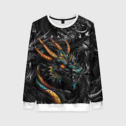 Свитшот женский Японский дракон татуировка, цвет: 3D-белый