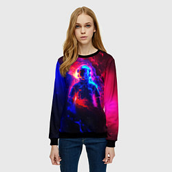 Свитшот женский Космонавт в пламени, цвет: 3D-черный — фото 2