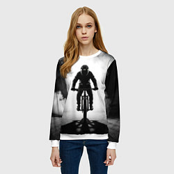 Свитшот женский Трековый велосипед в дыму, цвет: 3D-белый — фото 2