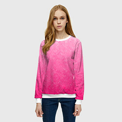 Свитшот женский Розовый градиент с узором, цвет: 3D-белый — фото 2