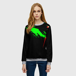 Свитшот женский Color black green red, цвет: 3D-меланж — фото 2