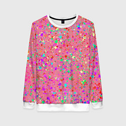Свитшот женский Розовый с разноцветными брызгами, цвет: 3D-белый