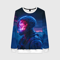 Свитшот женский Синий космонавт с красным черепом, цвет: 3D-белый