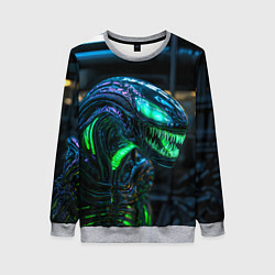 Свитшот женский Чужой с зеленым неоном, цвет: 3D-меланж