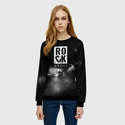 Свитшот женский Рок н ролл дым, цвет: 3D-черный — фото 2