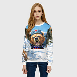 Свитшот женский Медведь отжимается - я русский, цвет: 3D-белый — фото 2