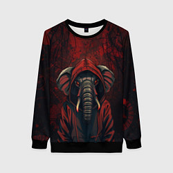 Свитшот женский Слон в балахоне, цвет: 3D-черный
