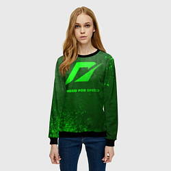Свитшот женский Need for Speed - green gradient, цвет: 3D-черный — фото 2