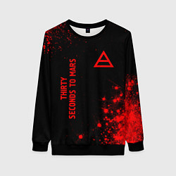 Свитшот женский Thirty Seconds to Mars - red gradient вертикально, цвет: 3D-черный