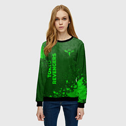 Свитшот женский Tokyo Revengers - green gradient вертикально, цвет: 3D-черный — фото 2