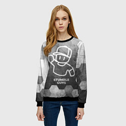 Свитшот женский Stumble Guys - grey gradient, цвет: 3D-черный — фото 2