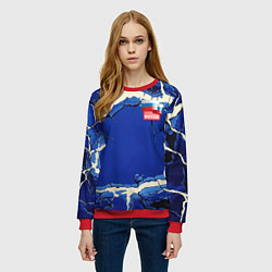 Свитшот женский Russia blue abstract, цвет: 3D-красный — фото 2