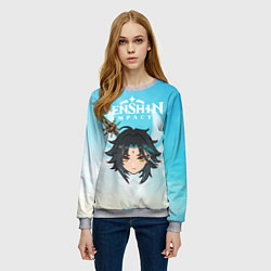 Свитшот женский Genshin Impact - персонаж Сяо, цвет: 3D-меланж — фото 2