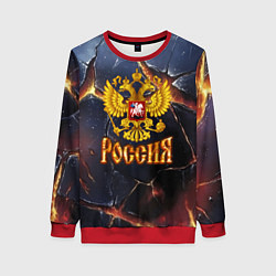 Женский свитшот Золотой герб России и текстура с плитами