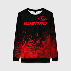 Свитшот женский Subaru - red gradient посередине, цвет: 3D-черный
