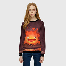 Свитшот женский Кальцифер акварель, цвет: 3D-черный — фото 2