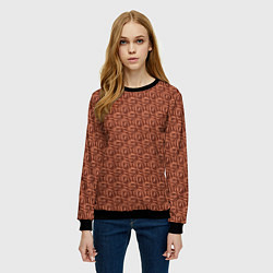 Свитшот женский Терракотовый паттерн спиральки, цвет: 3D-черный — фото 2