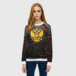Свитшот женский Герб России черные плиты, цвет: 3D-белый — фото 2