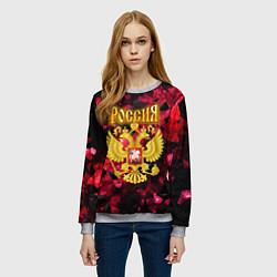 Свитшот женский Россия - герб на текстуре, цвет: 3D-меланж — фото 2