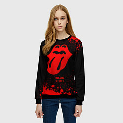 Свитшот женский Rolling Stones - red gradient, цвет: 3D-черный — фото 2