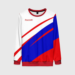 Свитшот женский Россия бело-сине-красный, цвет: 3D-красный