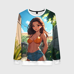 Женский свитшот Милая девушка во дворе