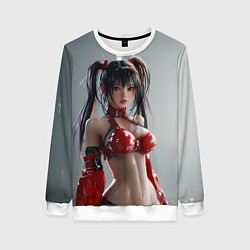 Женский свитшот Азиатская девушка в красном латексе