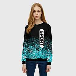 Свитшот женский Sport чёрно-голубой пятнистый, цвет: 3D-черный — фото 2