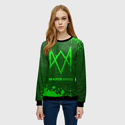 Свитшот женский Watch Dogs - green gradient, цвет: 3D-черный — фото 2