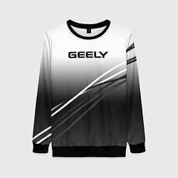 Свитшот женский Geely градиент из белого в тёмный с полосами, цвет: 3D-черный