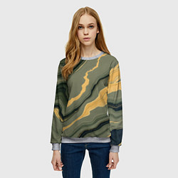 Свитшот женский Оливковый мрамор, цвет: 3D-меланж — фото 2