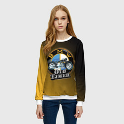 Свитшот женский Ретро мотоцикл BMW, цвет: 3D-белый — фото 2