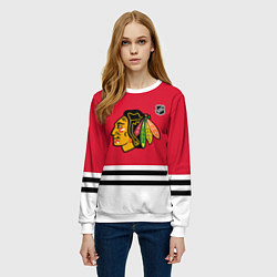 Свитшот женский Чикаго Блэкхокс хоккей, цвет: 3D-белый — фото 2