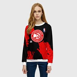Свитшот женский Atlanta Hawks black and red, цвет: 3D-белый — фото 2