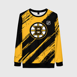 Свитшот женский Бостон Брюинз - брызги краски, цвет: 3D-черный