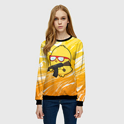 Свитшот женский Курица и автомат, цвет: 3D-черный — фото 2