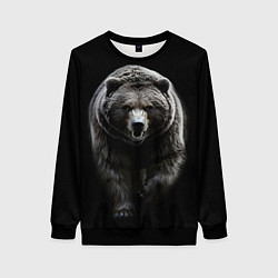 Женский свитшот Грозный медведь с знаком лапа медведя