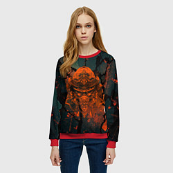 Свитшот женский Шлем кибернетического самурая, цвет: 3D-красный — фото 2