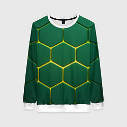 Свитшот женский Зеленые плиты с желтым светом, цвет: 3D-белый