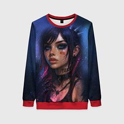 Женский свитшот Девушка неформалка cosmic hell goth