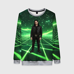 Свитшот женский Bones в зеленом полигоне, цвет: 3D-меланж