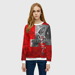 Свитшот женский Бурый резвый кролик, цвет: 3D-белый — фото 2