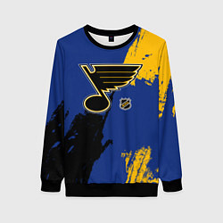 Свитшот женский Сент Луис Блюз - брызги красок, цвет: 3D-черный