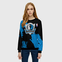 Свитшот женский Даллас Маверикс - брызги краски, цвет: 3D-черный — фото 2