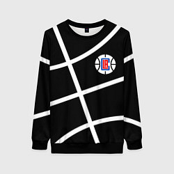 Свитшот женский Клипперс - текстура черного мяча, цвет: 3D-черный