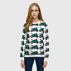 Свитшот женский Motorcycle turquoise, цвет: 3D-белый — фото 2